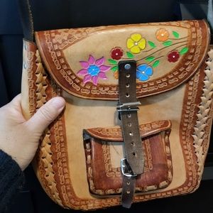 Leather small shoulder  bag crossbody, vintage  ,m